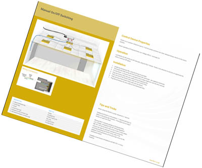 Example page of flex7 Applications Guide Volume 2 demonstrating how to installing manual on/off switching